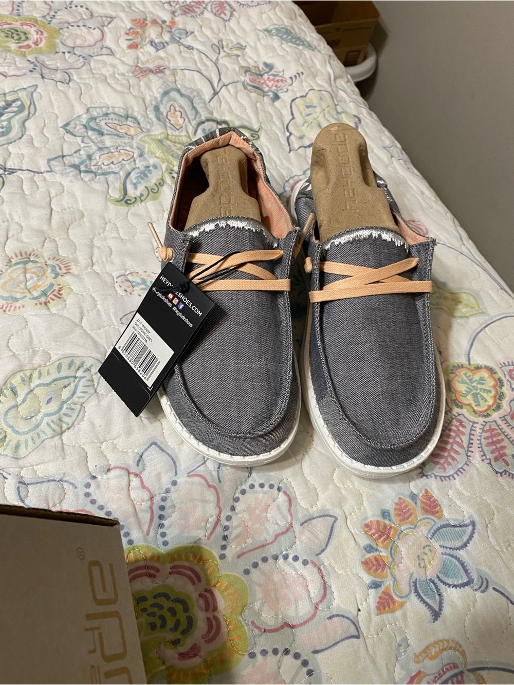 Hey Dude Gray Slip-On Loafers with Tan Laces